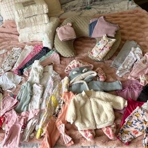 Mixed Baby Clothing Bundle - Pink, Cream & Blue Pieces
